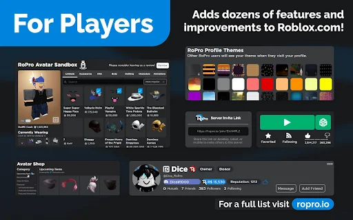 RoPro: Mejora tu experiencia en Roblox – Descarga la extensión - Screenshot 2
