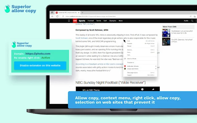Superior Allow Copy: Desbloquea copiar y pegar en cualquier web - Screenshot 1