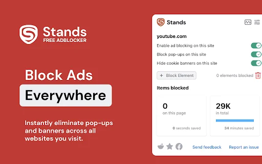 Stands AdBlocker: El Mejor Bloqueador de Anuncios para Chrome - Screenshot 1
