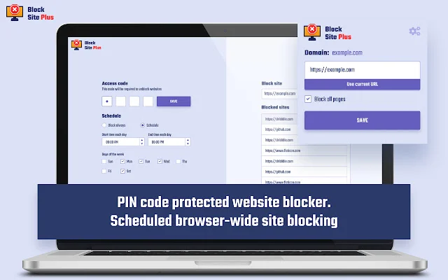 Block Site Plus: Bloqueador de sitios web con PIN | Descarga Gratis - Screenshot 1