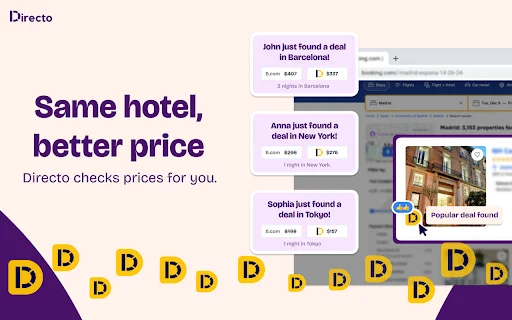 Directo: Encuentra las mejores ofertas de hoteles – Extensión Chrome - Screenshot 1