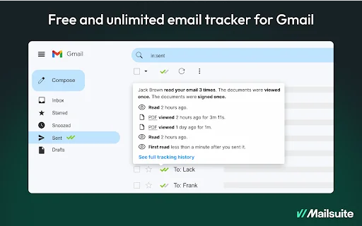 Mailtrack para Gmail: Rastreador de correos gratuito y seguro - Screenshot 2