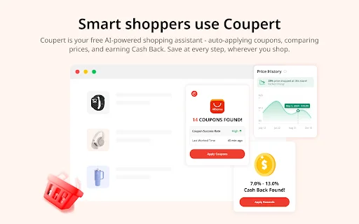 Coupert: Encuentra Cupones y Cashback Automático en Tus Compras - Screenshot 2