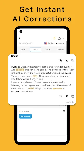 LangJournal: Aprende Idiomas con IA – Corrección en Tiempo Real - Screenshot 2