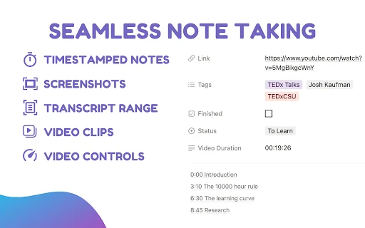 Snipo: Toma Notas de YouTube a Notion | Extensión Educativa - Screenshot 1