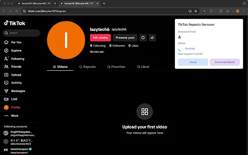 Eliminar Reposts en TikTok – Reposts Remover para Chrome - Screenshot 2