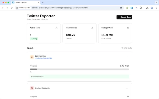 Twitter Exporter: Exporta Tweets, Seguidores y Datos de X Gratis - Screenshot 1